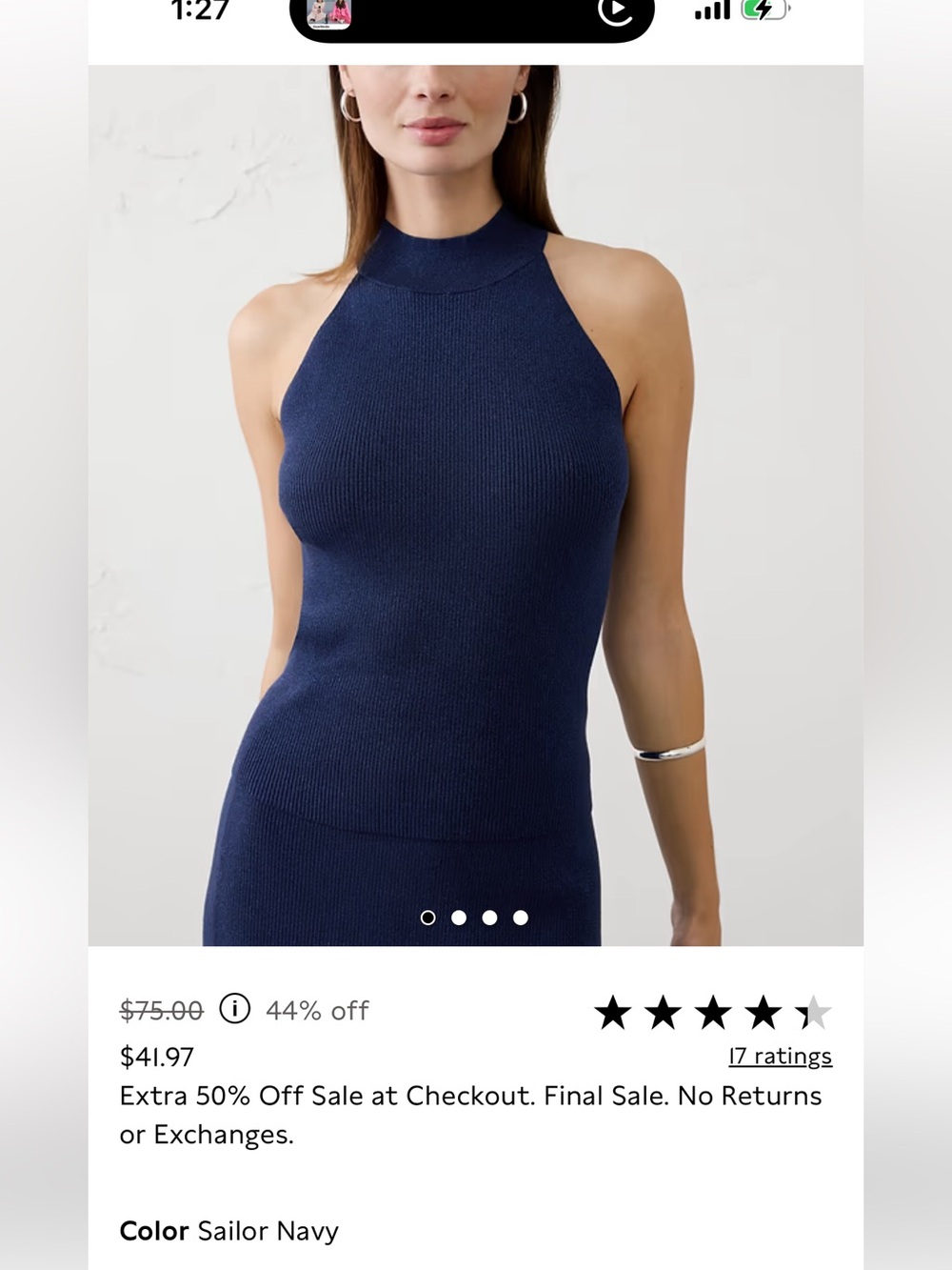 Banana Republic Women's lure. Knit Halter Neck new with Tags Sz Small - new